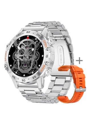 Smart Watch With Bluetooth Calling Function (Answer/Make Calls),1.39" HD Screen, 400mAh Battery, 5ATM Waterproof, Fitness Tracker, 100+ Sports Modes, Heart Rate & Blood Pressure Monitoring, Suitable For IPhone/Android, (Silver steel + Orange silicone) 2pcs Watch Strap - pzsku/ZD8C720F11C5EBBBA3324Z/45/_/1740882673/9e0f222a-ad40-47db-80bb-8e596bb54446