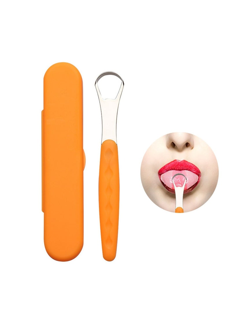 Generic 1 Pcs Tongue Scraper Cleaner, Stainless Steel Tongue Scrapers, Metal Tongue Scraping Cleaner with Storage Case for Healthy Oral Care, Help Eliminate Bad Breath  - Image 1