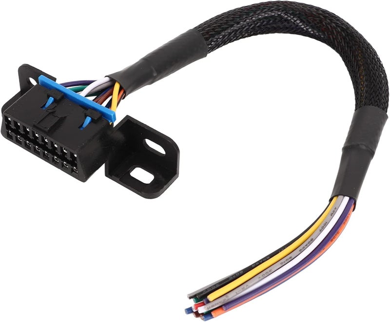 كابل OBD2 أنثوي يتصل بكابل مفتوح من 16 طرفًا، حزام أسلاك مصنوع من البلاستيك ABS متين، مناسب لمنفذ لوحة القيادة في السيارة – مقاوم للعوامل الخارجية، يتحمل الحرارة، سهل التركيب لضمان اتصال موثوق. - Image 1