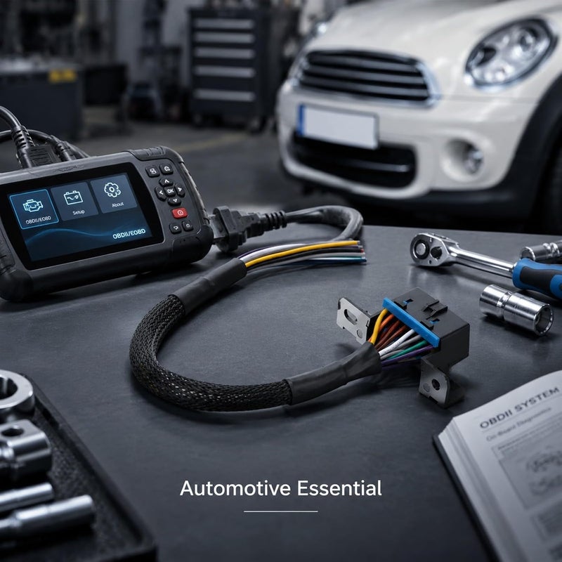 كابل OBD2 أنثوي يتصل بكابل مفتوح من 16 طرفًا، حزام أسلاك مصنوع من البلاستيك ABS متين، مناسب لمنفذ لوحة القيادة في السيارة – مقاوم للعوامل الخارجية، يتحمل الحرارة، سهل التركيب لضمان اتصال موثوق. - Image 4