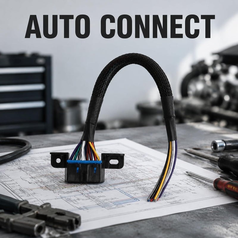 كابل OBD2 أنثوي يتصل بكابل مفتوح من 16 طرفًا، حزام أسلاك مصنوع من البلاستيك ABS متين، مناسب لمنفذ لوحة القيادة في السيارة – مقاوم للعوامل الخارجية، يتحمل الحرارة، سهل التركيب لضمان اتصال موثوق. - Image 5
