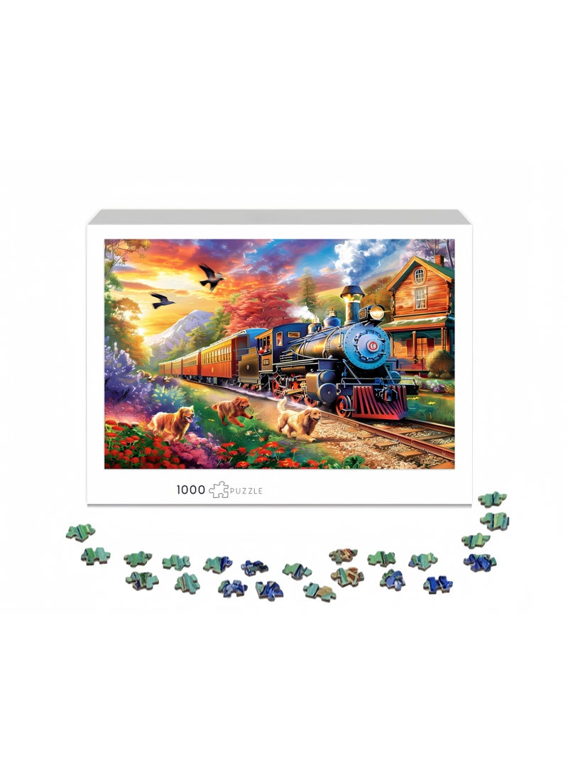 1000-piece puzzle of running dogs and speeding trains - the perfect combination of fun and adventure - Image 2