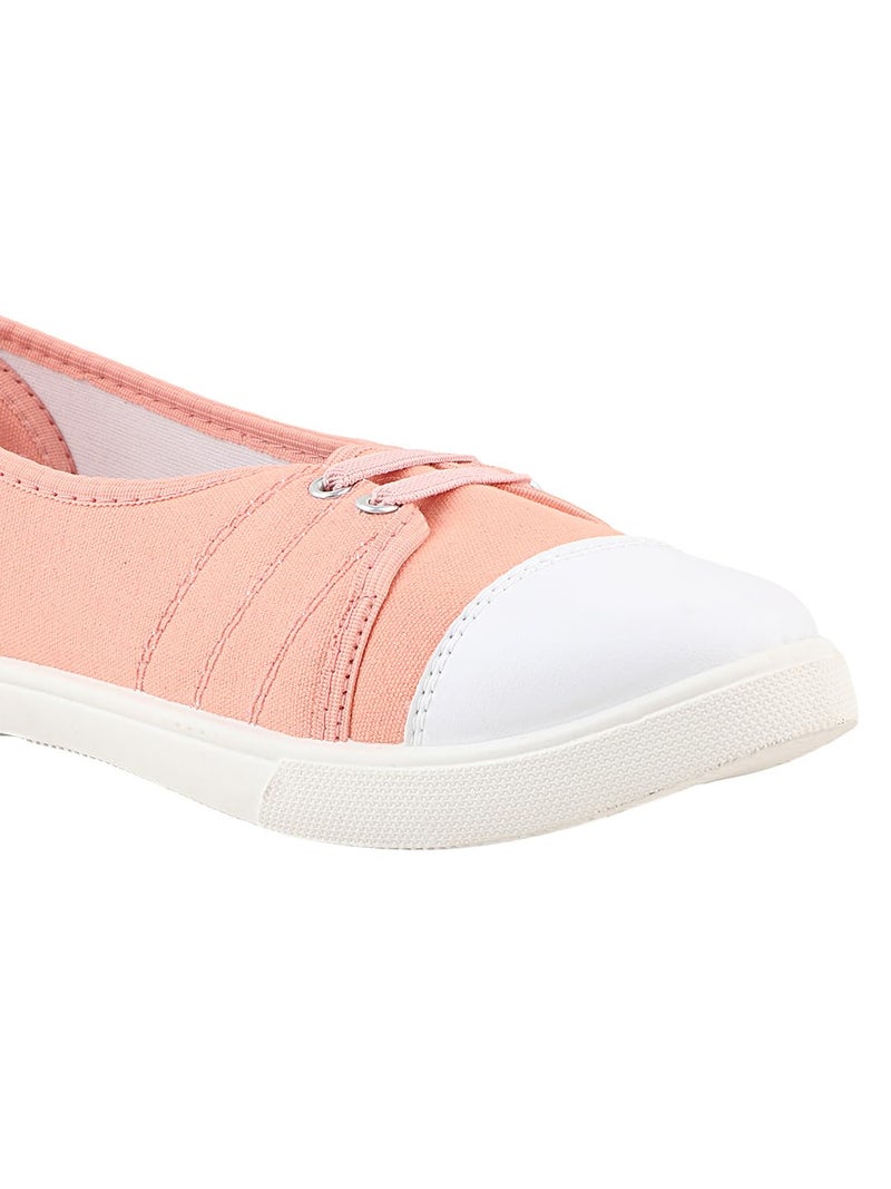 FUEL Comfortable Slip-On Belly Flats Stylish, Lightweight, Canvas Casual Wear Bellies for Women (Peach-7UK) - Image 4