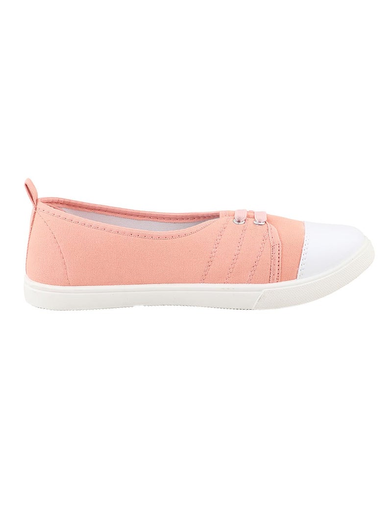 FUEL Comfortable Slip-On Belly Flats Stylish, Lightweight, Canvas Casual Wear Bellies for Women (Peach-7UK) - Image 3