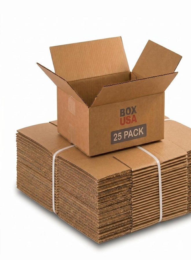 BOX USA صناديق شحن صغيرة من BOX USA، 8 بوصات طول × 6 بوصات عرض × 4 بوصات ارتفاع (عبوة من 25 صندوقًا) - صناديق تغليف صغيرة من الورق المقوى المموج للشحن والتعبئة والنقل والتخزين في المنزل أو المكتب أو العمل - Image 1