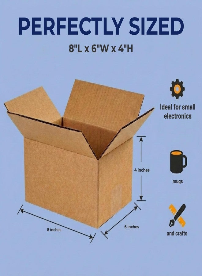 BOX USA صناديق شحن صغيرة من BOX USA، 8 بوصات طول × 6 بوصات عرض × 4 بوصات ارتفاع (عبوة من 25 صندوقًا) - صناديق تغليف صغيرة من الورق المقوى المموج للشحن والتعبئة والنقل والتخزين في المنزل أو المكتب أو العمل - Image 2
