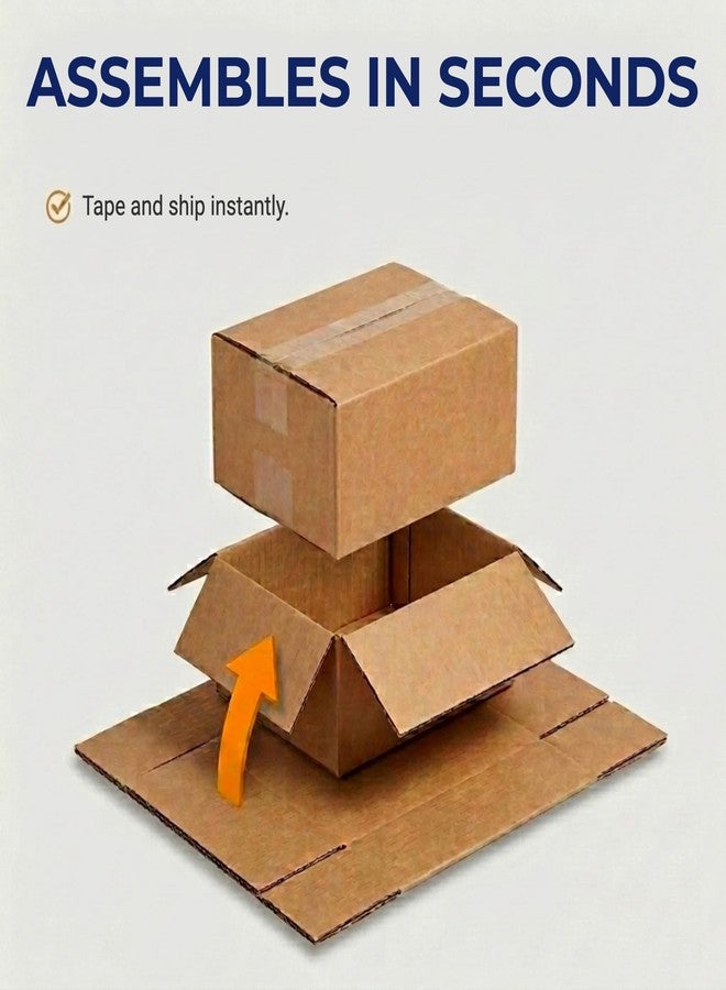BOX USA صناديق شحن صغيرة من BOX USA، 8 بوصات طول × 6 بوصات عرض × 4 بوصات ارتفاع (عبوة من 25 صندوقًا) - صناديق تغليف صغيرة من الورق المقوى المموج للشحن والتعبئة والنقل والتخزين في المنزل أو المكتب أو العمل - Image 5