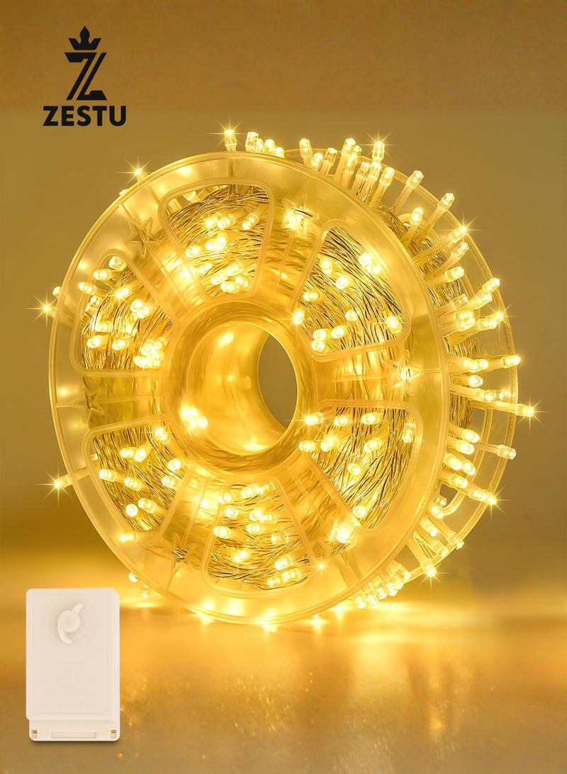 ZESTU 500 LED Waterproof 50M Fairy String Lights – Battery Operated Warm White Twinkle Fairy Diwali lights for Indoor & Outdoor Decorative Lighting, Garden, Bedroom, Patio, Wedding, Party, Christmas & Festival Decor - Image 1