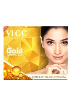 VLCC VLCC Gold Facial Kit, Bright & Glowing Skin - 60g | Pamper your Skin for a Luminous Glow | Parlour Glow with 24K Gold Bhasma, Rose Extracts, Turmeric & Aloe Vera.  - Image 1