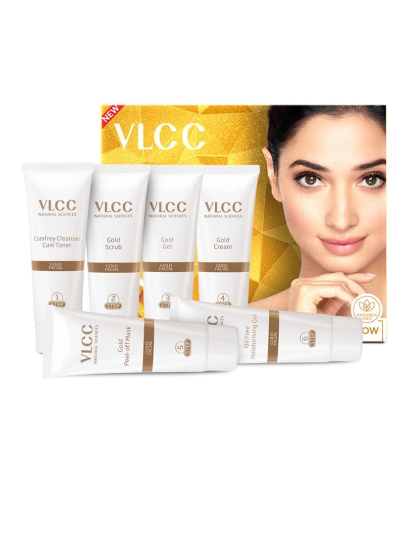 VLCC Gold Facial Kit, Bright & Glowing Skin - 60g | Pamper your Skin for a Luminous Glow | Parlour Glow with 24K Gold Bhasma, Rose Extracts, Turmeric & Aloe Vera. - Image 5