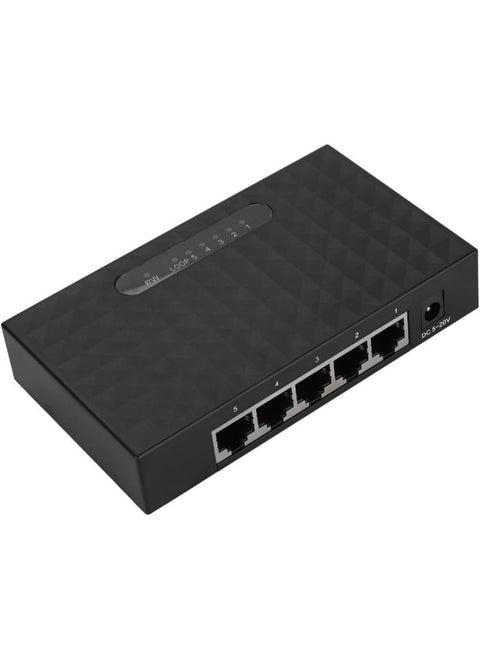 Gigabit Ethernet Switch, 5 Port Fast 10/100/1000Mbps Ethernet LAN Hub Network Gigabit Switch, Full/Half Duplex Adaptive Transmission Mode, Black(US Plug)