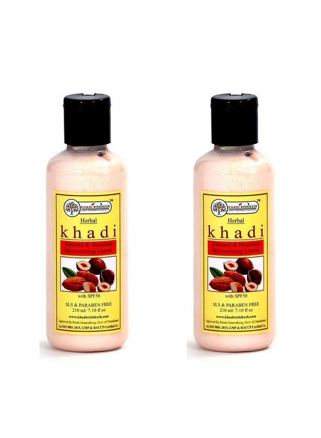 KHADI RISHIKESH Herbal Almond & Hezelnut Moisturizing Lotion Combo Set Pack Of 2 X 210 Ml (420 Ml) - Image 1
