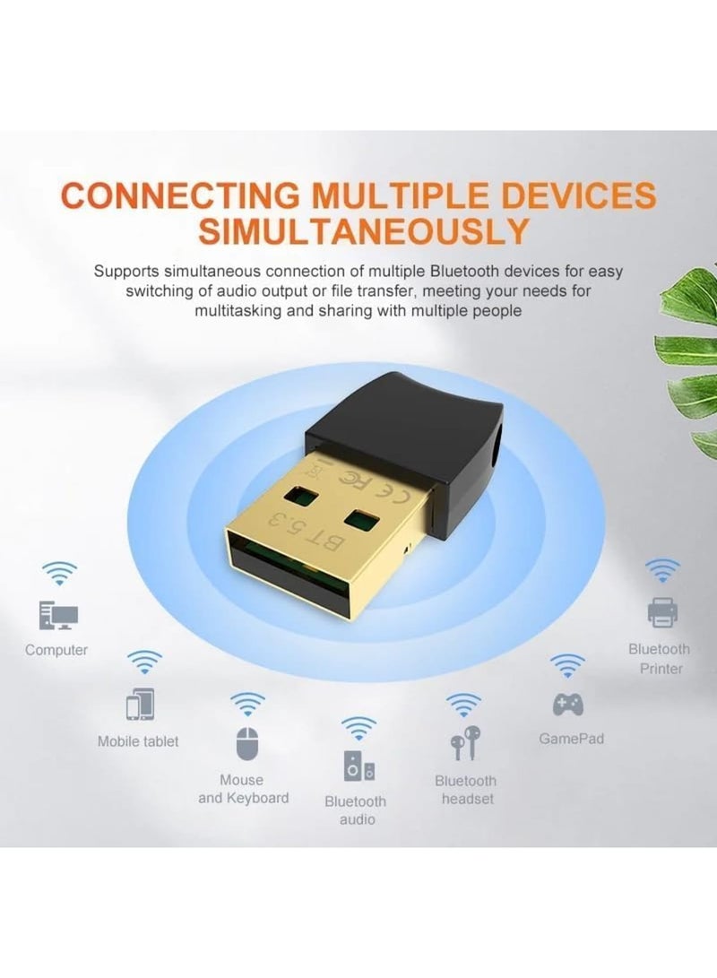 Luckam USB Bluetooth 5.3 Dongle Adapter for PC, Wireless Mouse, Keyboard, Audio Receiver & Transmitter, Music and Audio Streaming, Stable 20M Signal, Multi-Device Support (Black) - Image 4