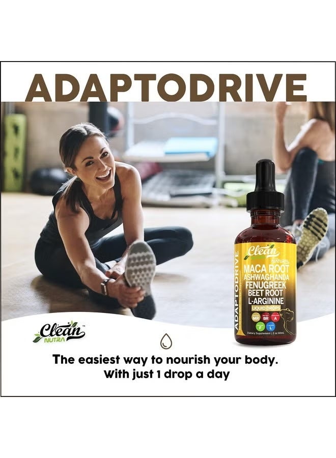 كلين نيوتراسيوتيكالز Maca Root Liquid Drops with Ashwagandha, Fenugreek, Beet Root and L-Arginine Liquid Multivitamin for Women and Men - Adapto Drive by Clean Nutra - Image 3