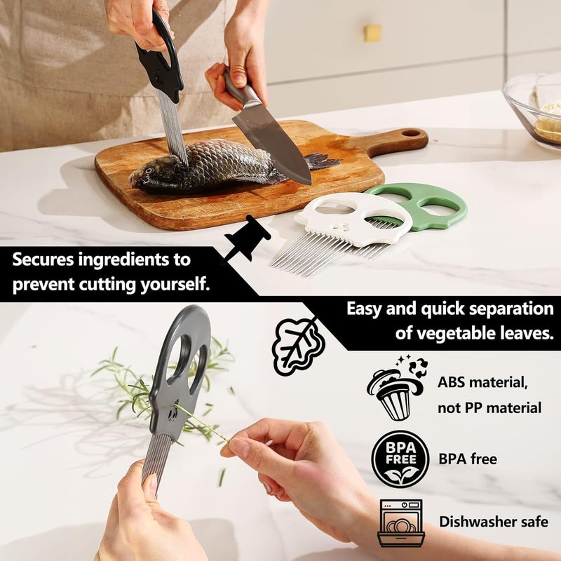 Erehere Stainless Steel Onion Cutter & Egg Slicer – Multi-Function Vegetable Cutter and Herb Stripper for Avocados, Tomatoes, and Potatoes (Green) - Image 4