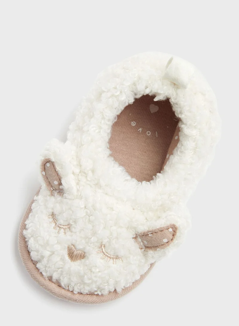 mothercare White Fluffy Mouse Pram Shoes