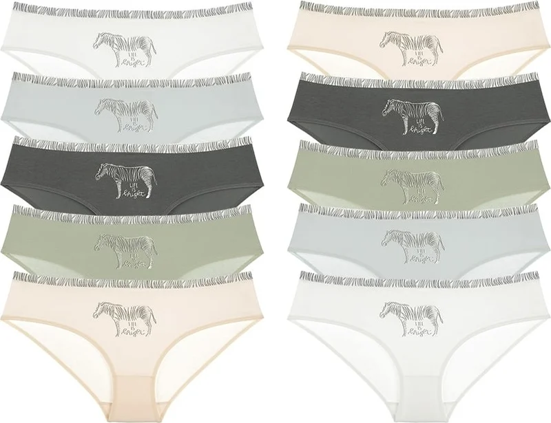دونيلا Women's 10-Piece Zebra Printed High Waist Panties - 3171ZO