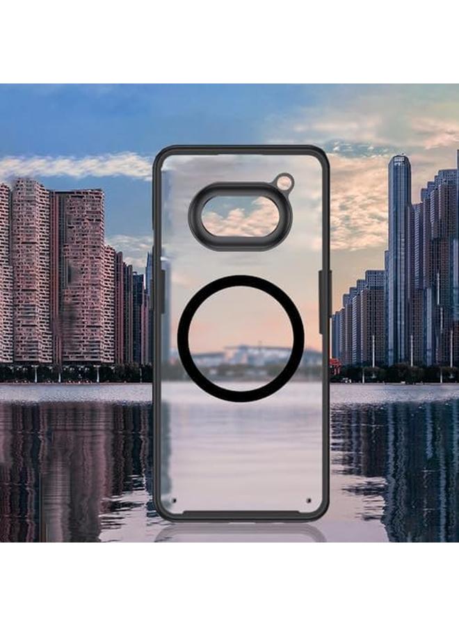 erorex For Nothing Phone 2A Transparent Case Compatible With Mag Safe Soft Tpu Bumper Plus Acrylic Back Military Grade Airbags Shookproof Drop Protection Magnetic Cover For Nothing Phone 2A Black Clear  - Image 4