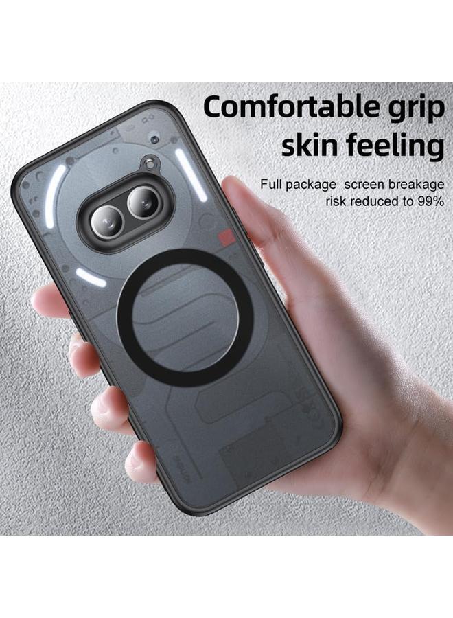 erorex For Nothing Phone 2A Transparent Case Compatible With Mag Safe Soft Tpu Bumper Plus Acrylic Back Military Grade Airbags Shookproof Drop Protection Magnetic Cover For Nothing Phone 2A Black Clear  - Image 3