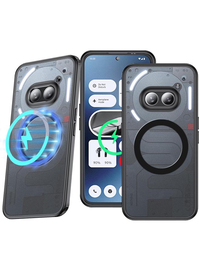 erorex For Nothing Phone 2A Transparent Case Compatible With Mag Safe Soft Tpu Bumper Plus Acrylic Back Military Grade Airbags Shookproof Drop Protection Magnetic Cover For Nothing Phone 2A Black Clear  - Image 1