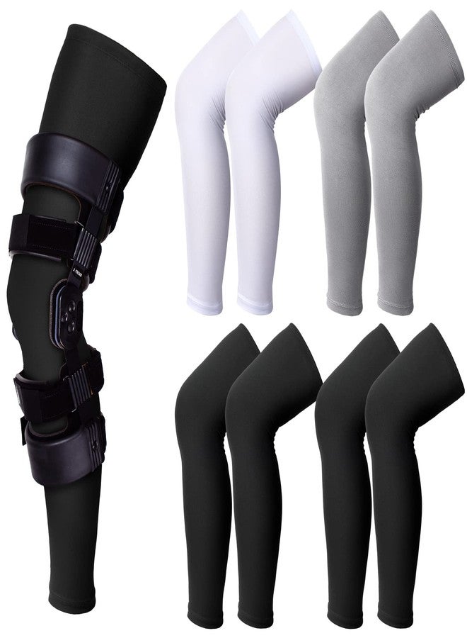 Sosation 8 Pcs Knee Brace Undersleeve Knee Sleeve for Under Brace Closed Patella Compression Breathable Leg Sleeves for Men Women Thigh Shin Support for Sports Protector(Large) - Image 1