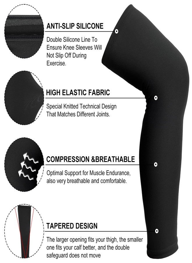 Sosation 8 Pcs Knee Brace Undersleeve Knee Sleeve for Under Brace Closed Patella Compression Breathable Leg Sleeves for Men Women Thigh Shin Support for Sports Protector(Large) - Image 3