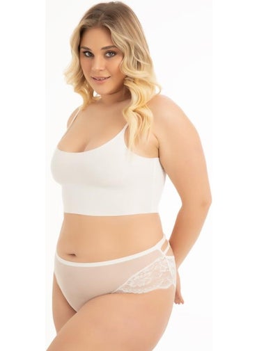 COTTONHILL Transparent Tulle, Lace and Stone Detailed Plus Size Women's Bikini Panties, Pack of 5  - Image 2