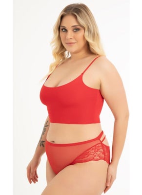 COTTONHILL Transparent Tulle, Lace and Stone Detailed Plus Size Women's Bikini Panties, Pack of 5  - Image 5