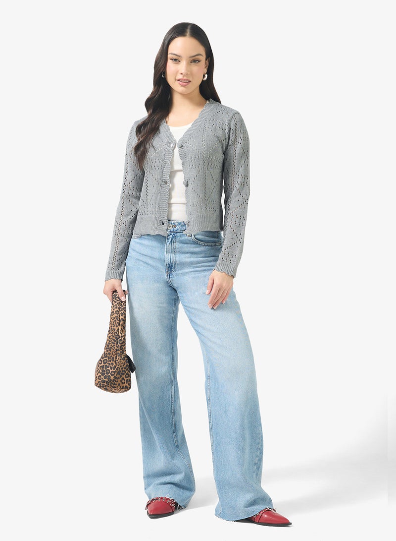 جينجر كارديجان محبوك بفتحات وأزرار - Image 4