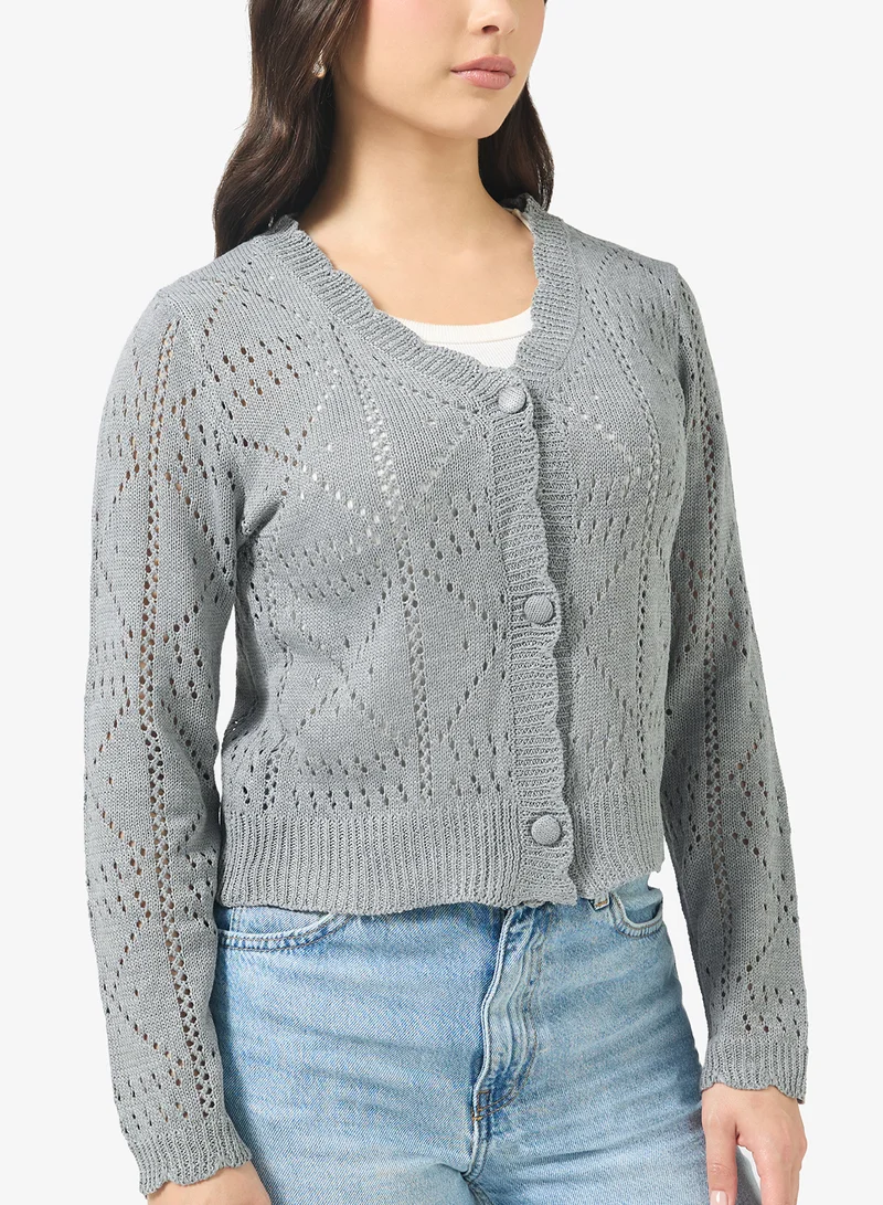 جينجر كارديجان محبوك بفتحات وأزرار