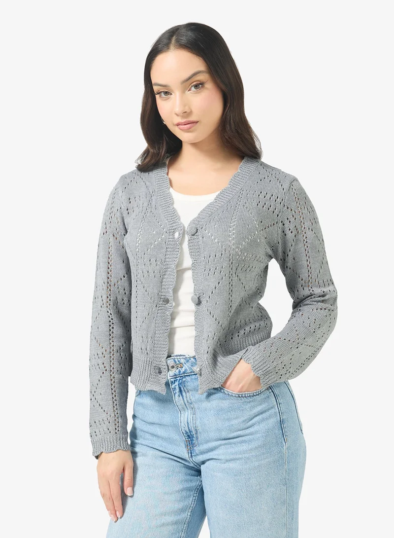 جينجر كارديجان محبوك بفتحات وأزرار