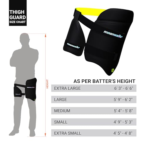 moonwalkr Thigh Guard 2.0 Protective Gear for Batter’s Height (4’9”- 5’3”) Cricket Thigh Pad Cricket Accessories & Equipment Safeguarding Both Your Outer and Inner Thighs Black (Small, Right Hand) - Image 3