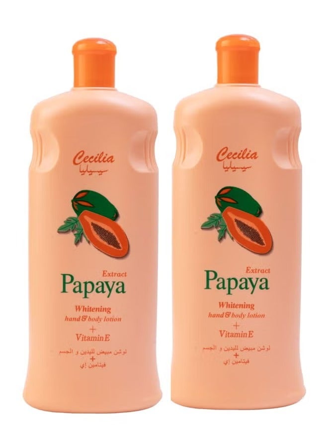 سيسيليا لوشن البابايا لتفتيح اليدين والجسم برتقالي( 600*2) ملليلتر - Image 1