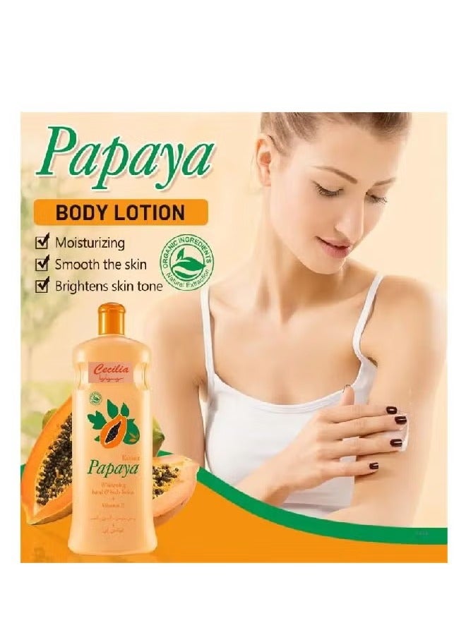 سيسيليا لوشن البابايا لتفتيح اليدين والجسم برتقالي( 600*2) ملليلتر - Image 3