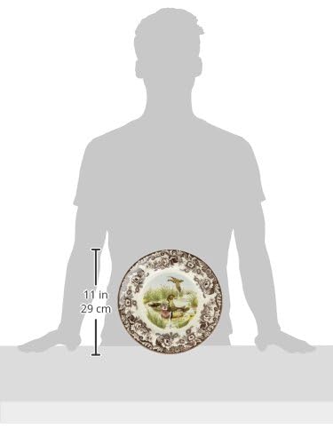 Spode Woodland Duck Dinner Plate - Game Bird Design, 10.5 Inch Fine Earthenware with British Flowers Border, Dishwasher, Microwave & Warm Oven Safe to 225°F - Made in England Wildlife Tableware - Image 3