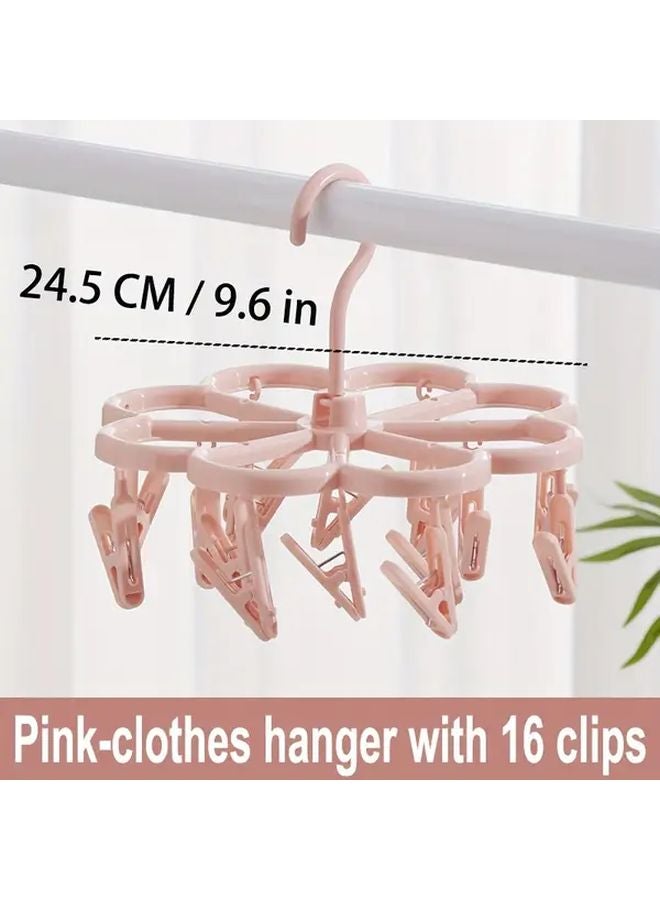 Pink Heavy Duty Plastic Over The Toilet Laundry Drying Rack 16 Clips Space Saving Organizer - Image 1