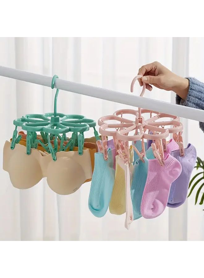 Pink Heavy Duty Plastic Over The Toilet Laundry Drying Rack 16 Clips Space Saving Organizer - Image 3