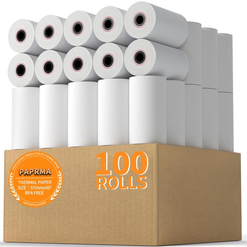 Paprma 2 1/4'' X 50' Thermal Paper Rolls Receipt Paper (100 Rolls) - Image 1
