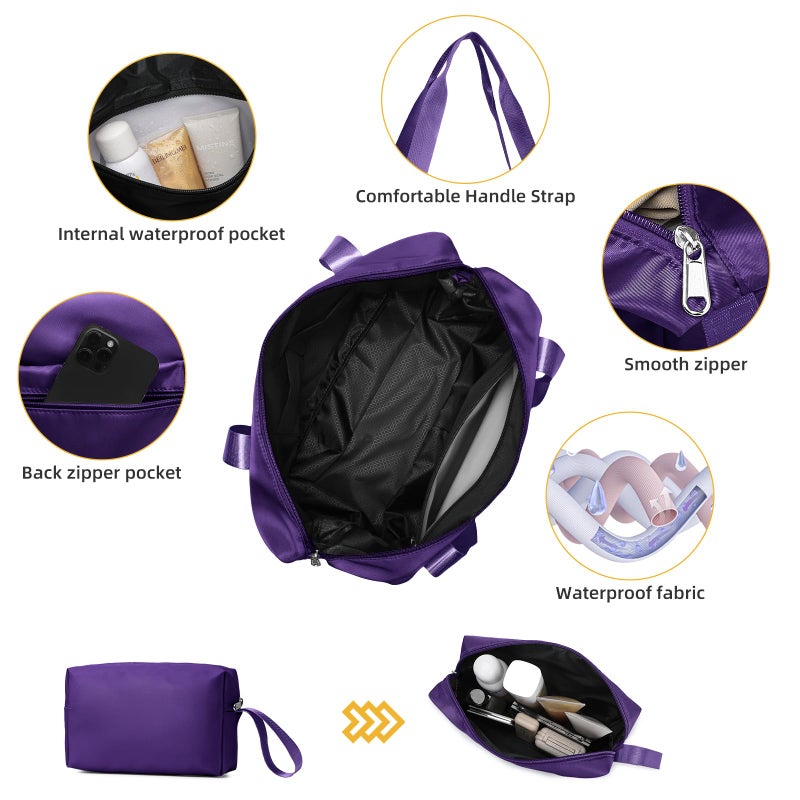LARVENDER Luggage Sets 3 Piece with Duffel Bag Hardside PP Carry On Suitcase with 360Â° Spinner Wheels TSA Lock Luggage Sets for Women, Grape Purple - Image 3
