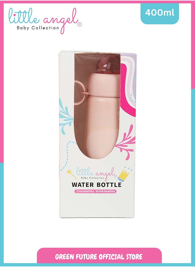 Little Angel Kids Water Bottle Stainless Steel, High Quality 400ml - Leak-Proof with Screw-Top Lid, Portable and Durable Design for School, Sports, Indoor & Outdoor - Cute Bear Design - Pink  - Image 5