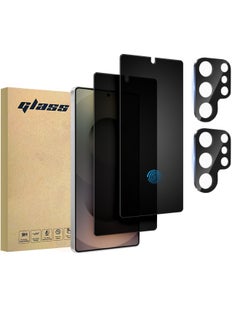 Glass [2+2 Pack] Samsung Galaxy S25 Ultra Privacy Screen Protector with Camera Lens Protector, [30° Anti-Spy][9H Hardness][Ultrasonic Fingerprint Unlock][Anti Scratch][Bubble Free][Case Friendly] Protector Set for Samsung S25 Ultra 6.9 inch (Boxed, 2+2 PCS)  - Image 1