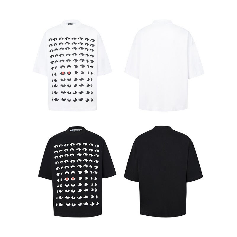 American-Style High Street Eye Of Truth Printed Dark Hip-Hop Casual Short-Sleeved Loose T-Shirt Plus Size Top Trendy - Image 3