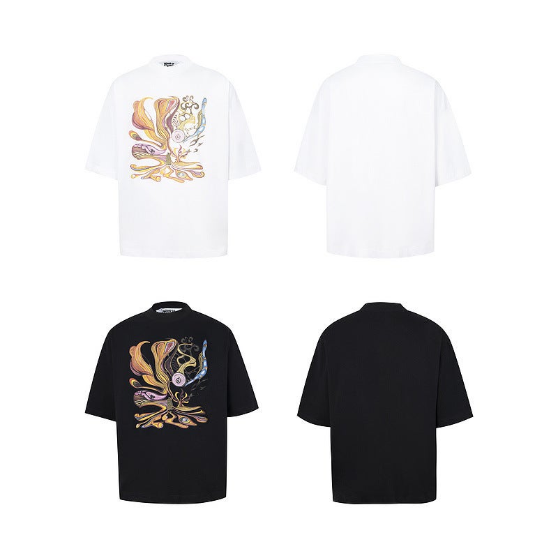 American-Style High Street Eye Of Truth Printed Dark Hip-Hop Casual Short-Sleeved Loose T-Shirt Plus Size Top Trendy - Image 4