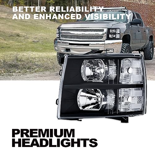 GPLUS G-PLUS Headlights Compatible with Chevy Silverado 1500 2007-2013/Fit Silverado 2500 3500 & HD 2007-2014 Bumper Headlamp Clear Lens Black Housing Clear Reflector - Image 5