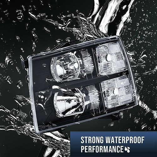 GPLUS G-PLUS Headlights Compatible with Chevy Silverado 1500 2007-2013/Fit Silverado 2500 3500 & HD 2007-2014 Bumper Headlamp Clear Lens Black Housing Clear Reflector - Image 4