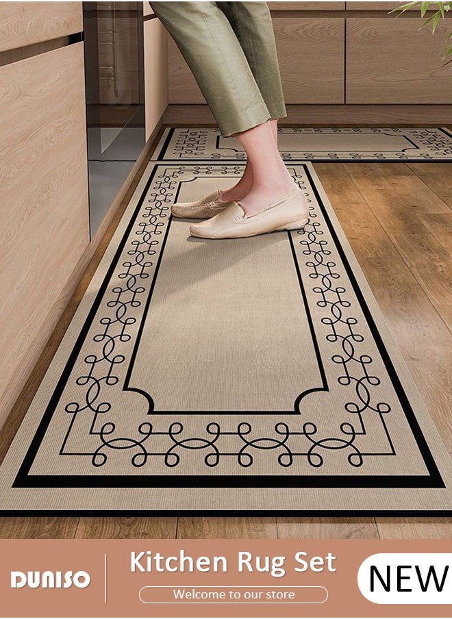 DUNISO 2 PCS  Kitchen Mats and Rugs Set , Non Slip Heavy Duty Standing Mat, Quick Dry Diatom Mud Floor Mat,  Extra Soft and Absorbent Floor Mats for  Kitchen, Bath, Office, Laundry(40*60cm+40*120cm)  - Image 1