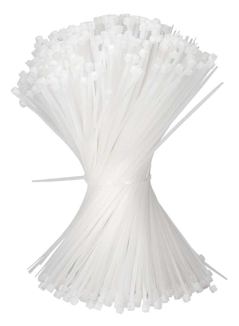 أربطة كابلات 400 مم × 4.8 مم - ابيض - من النايلون - قفل ذاتي للتثبيت للمنزل والمكتب والحديقة والجراج وورشة العمل (عبوة من 100 قطعة) - Image 1