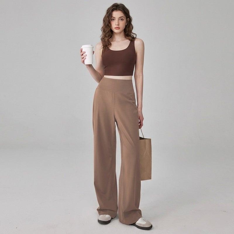 Qi Ta Women's High Waist Wide Leg Yoga Pants Quick Dry Running Training Lounge Pants - Image 5