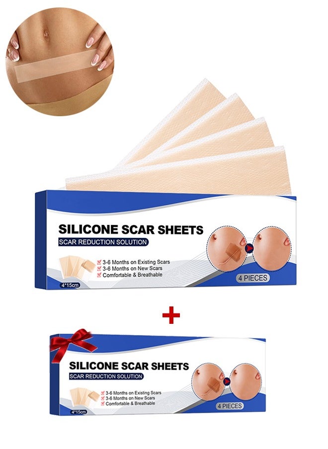 SOUTH MOON 8PCS Professional Silicone Scar Sheets,Soft Silicone Gel Scar Tape Painless Silicone Tape Roll Effective Silicone Scar Removal Strips Sheets for C-Section & Keloid Surgery, Burn, Acne  - Image 1