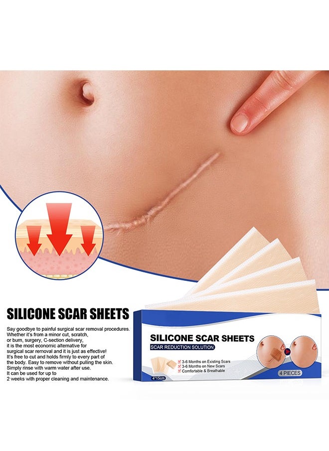 SOUTH MOON 8PCS Professional Silicone Scar Sheets,Soft Silicone Gel Scar Tape Painless Silicone Tape Roll Effective Silicone Scar Removal Strips Sheets for C-Section & Keloid Surgery, Burn, Acne  - Image 3